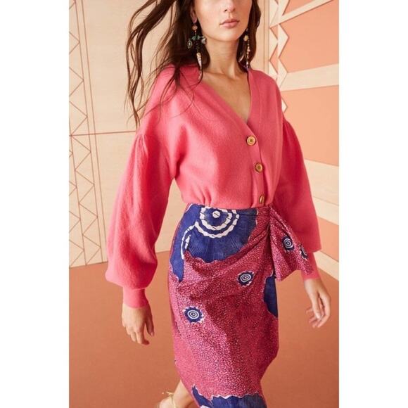 Ulla Johnson Ansel Boiled Wool Cardigan Sweater in Fuchsia Pink Size P/S - Picture 1 of 9